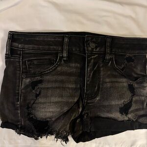 American Eagle Outfitters Black Distressed Jean‎ Shorts